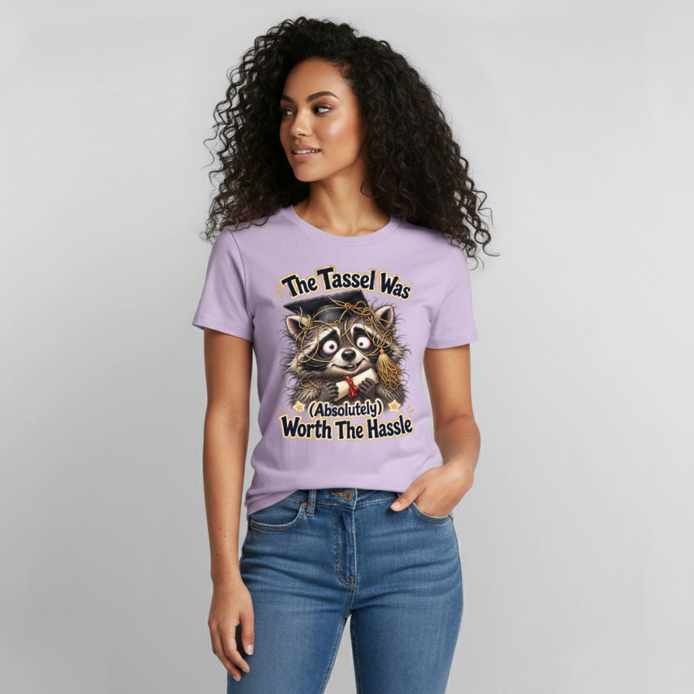 Funny Raccoon Graduation Design, Tassel Worth the Hassle Graduate Gift, Cute Animal Commencement Humor for Seniors & Students Gildan Ultra Cotton Adult T-Shirt - orchid