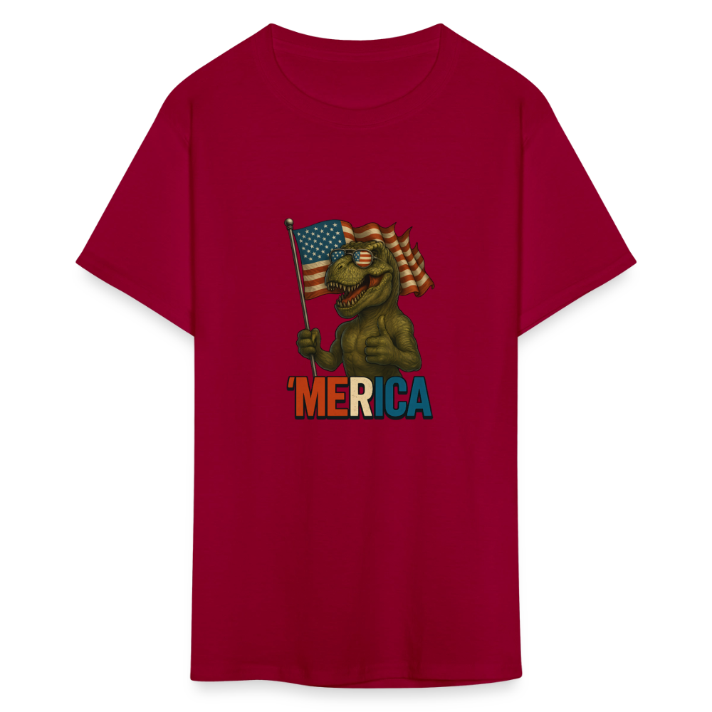 Thumbs Up Merica T Rex 4th of July Funny and Patriotic Unisex Classic T-Shirt - dark red