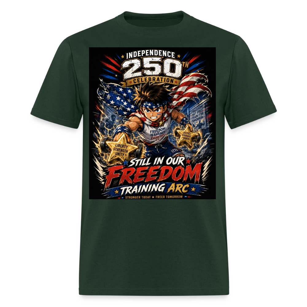 Patriotic T Shirt for July 4th Fans: Anime Hero Graphic - forest green