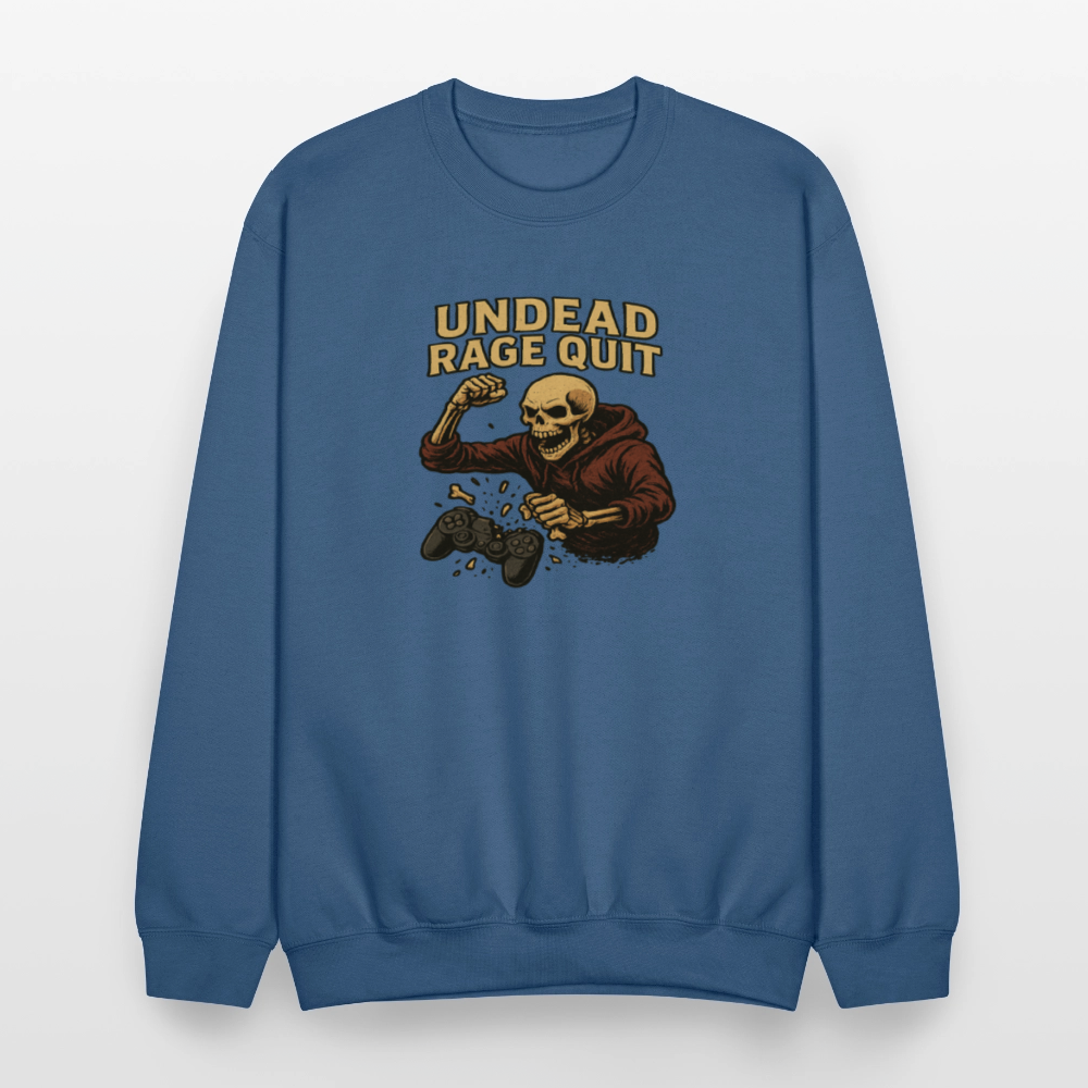 Undead Rage Quit Gamer Meme Crewneck Sweatshirt - indigo blue