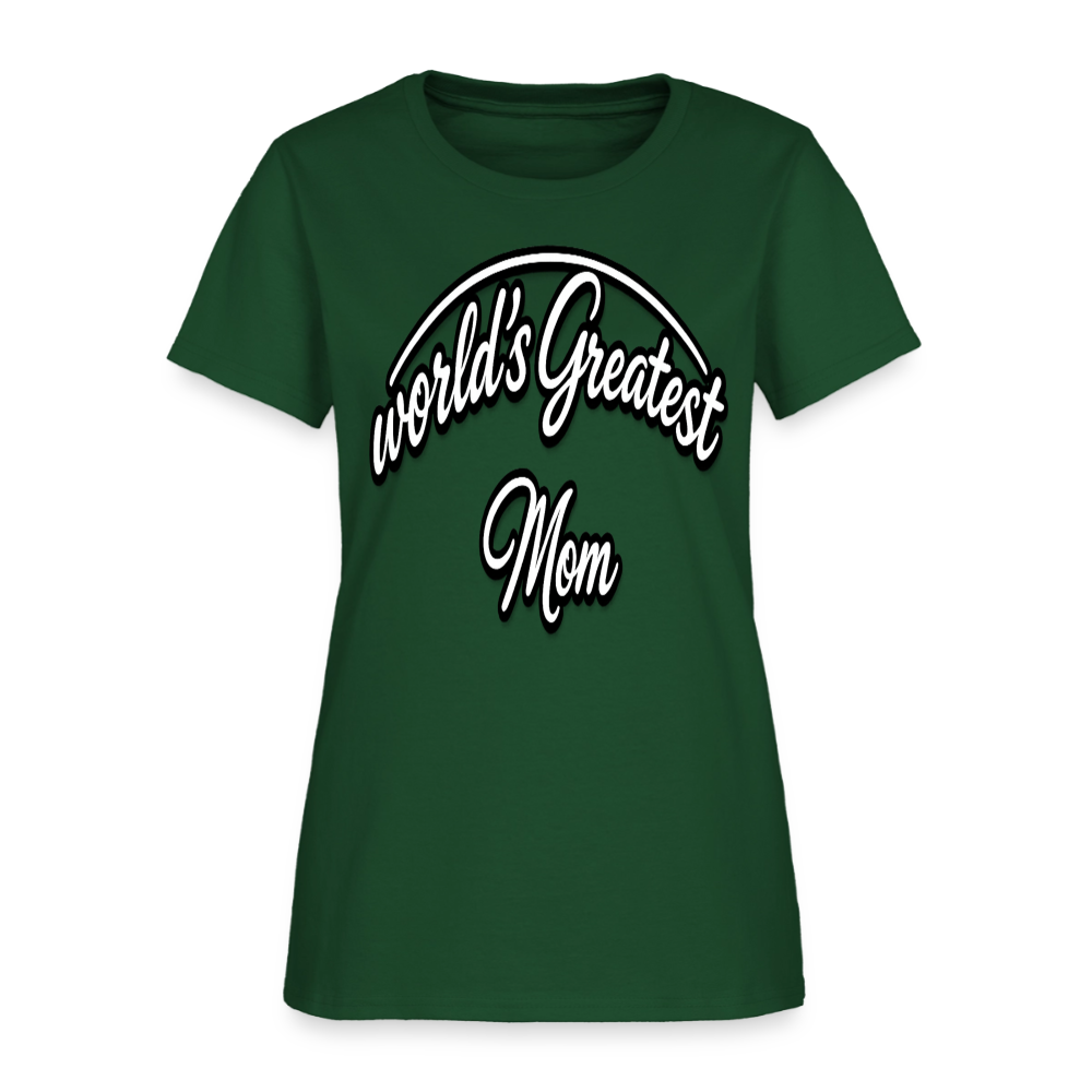 World's Greatest Mom Script Quote Women's T-Shirt - forest green