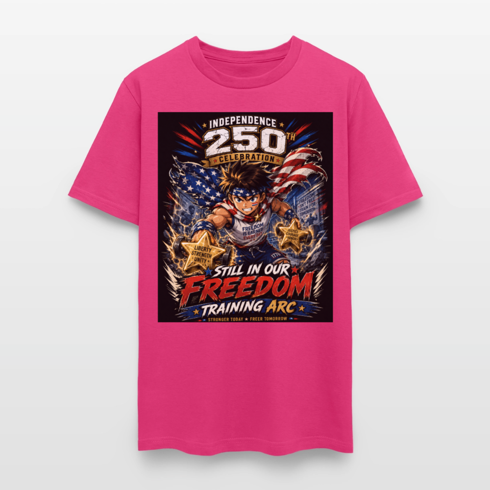 Patriotic T Shirt for July 4th Fans: Anime Hero Graphic - fuchsia