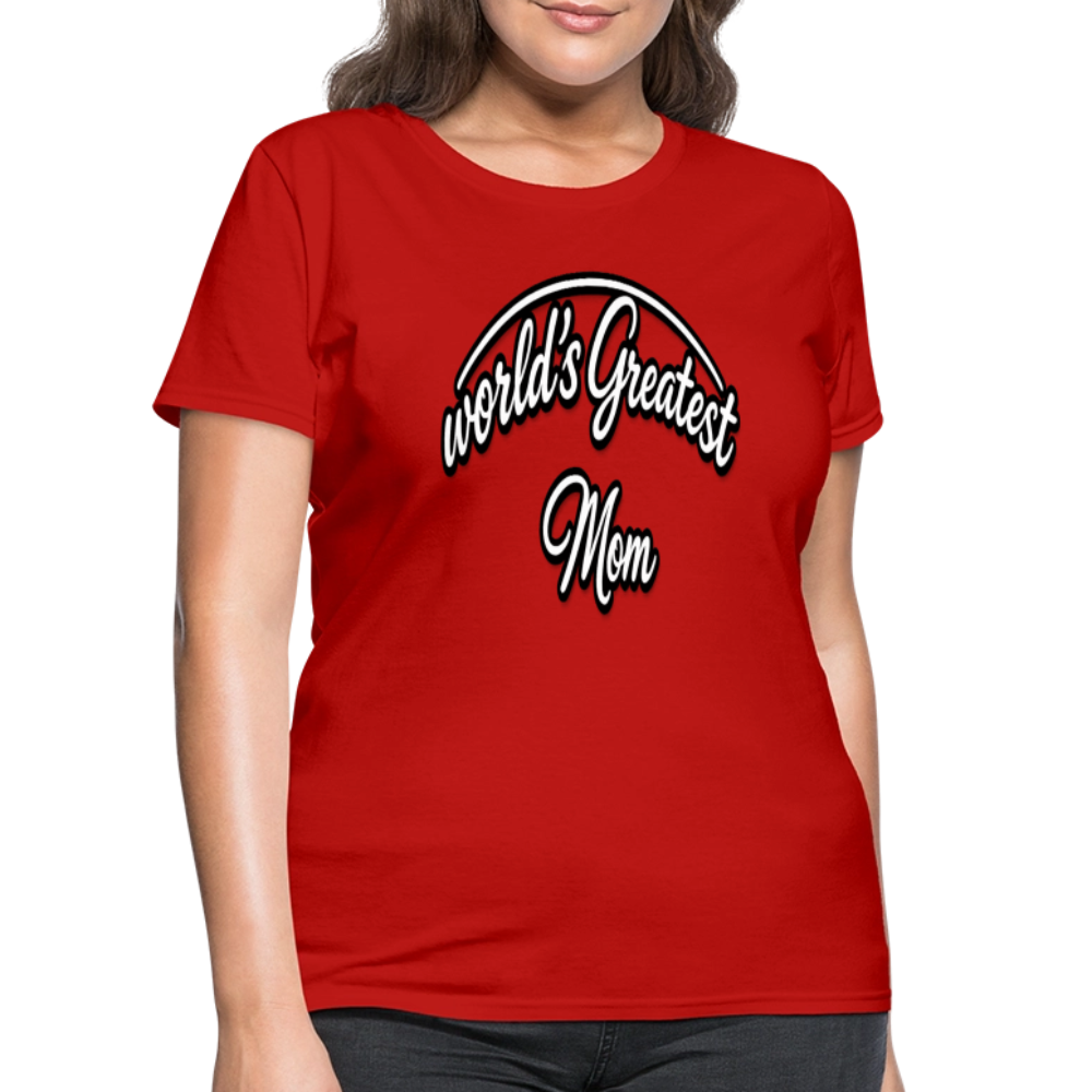 World's Greatest Mom Script Quote Women's T-Shirt - red