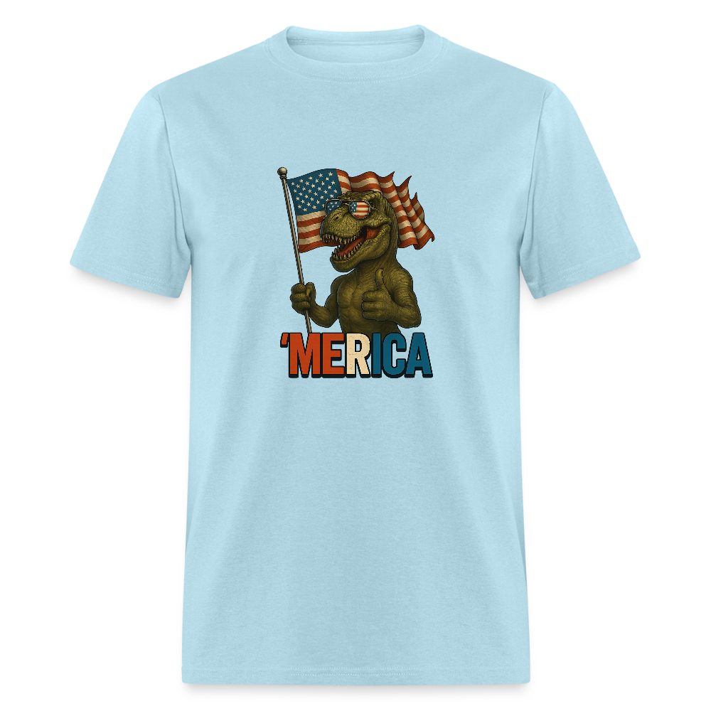 Thumbs Up Merica T Rex 4th of July Funny and Patriotic Unisex Classic T-Shirt - powder blue