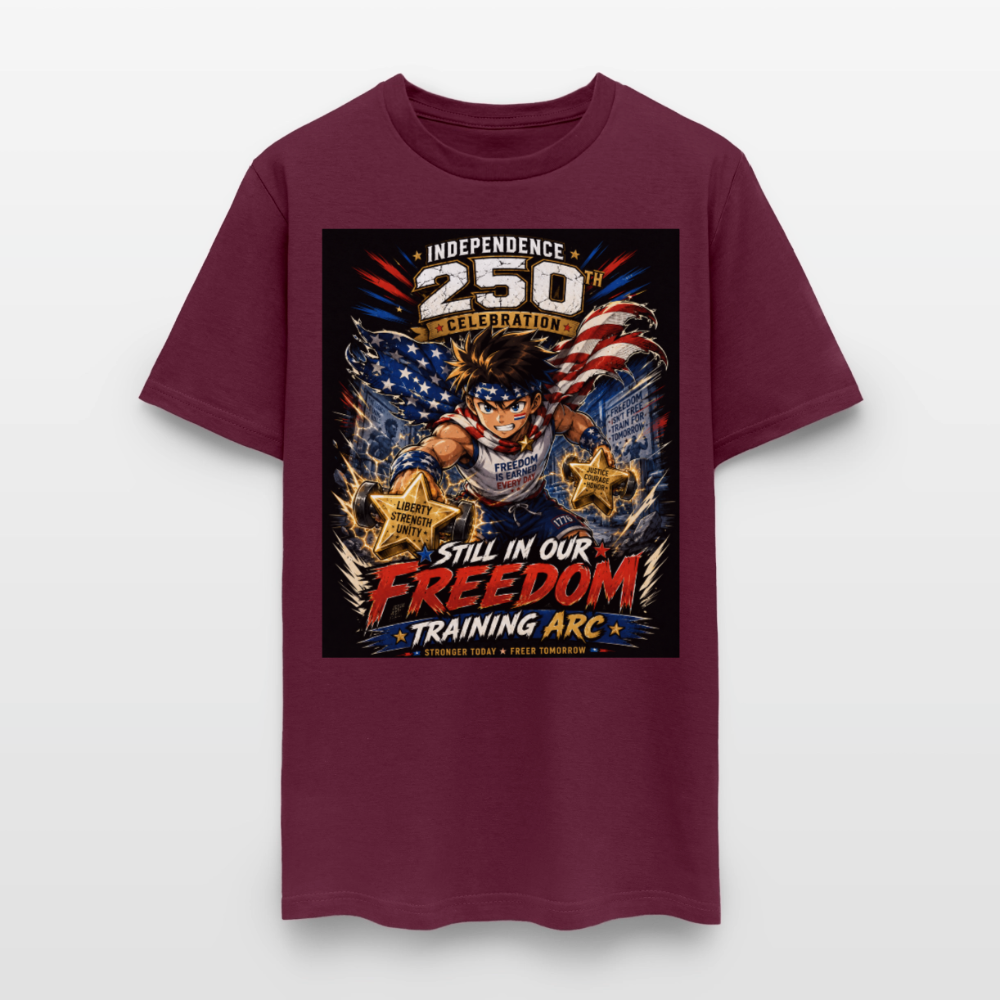 Patriotic T Shirt for July 4th Fans: Anime Hero Graphic - burgundy