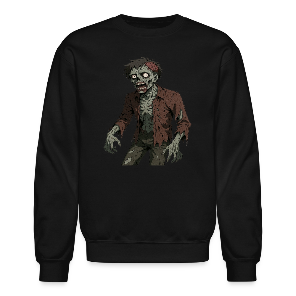 Creepy Zombie Horror Art Crewneck Sweatshirt - black