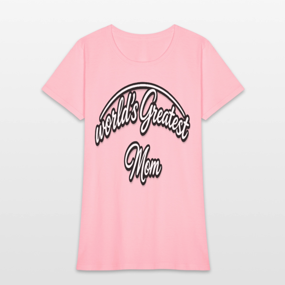World's Greatest Mom Script Quote Women's T-Shirt - pink