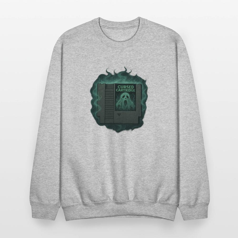 Haunted Retro Gamer Cursed Cartridge Crewneck Sweatshirt - heather gray
