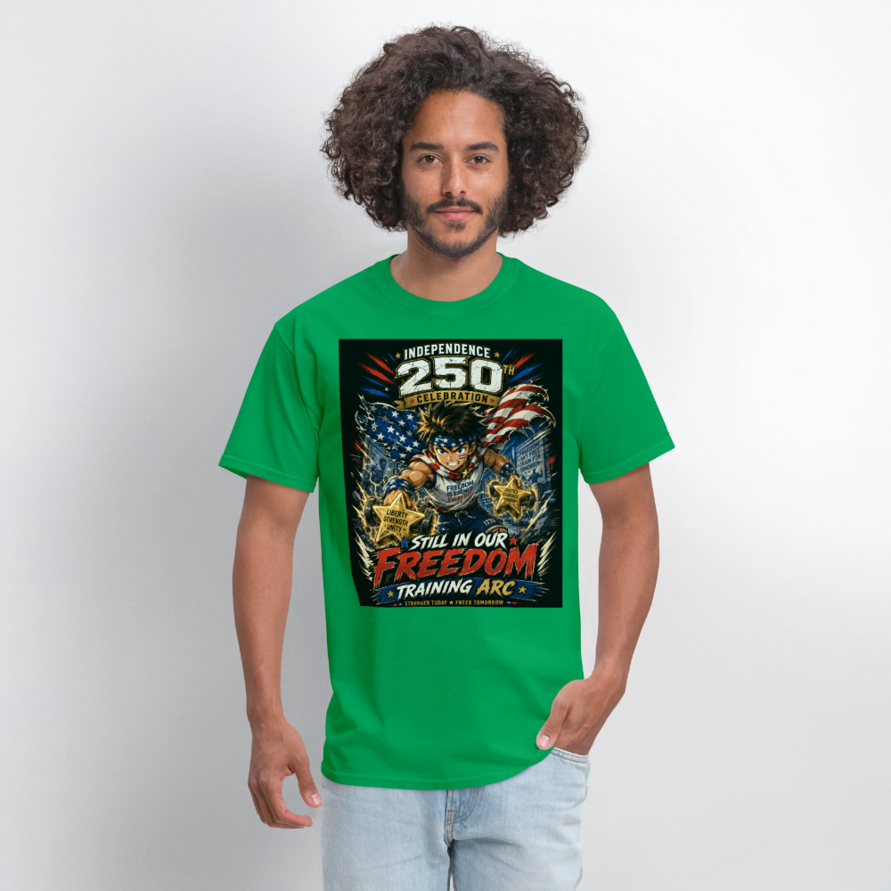 Patriotic T Shirt for July 4th Fans: Anime Hero Graphic - bright green