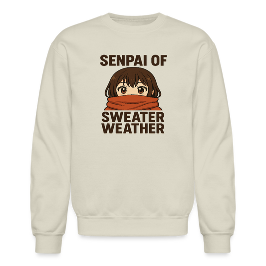 Senpai of Sweater Weather Anime Meme Crewneck Sweatshirt - Sand