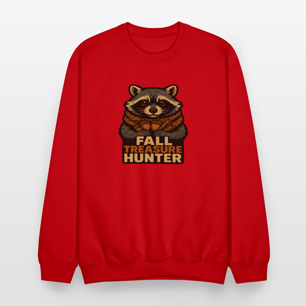 Raccoon Fall Treasure Hunter Crewneck Sweatshirt - red