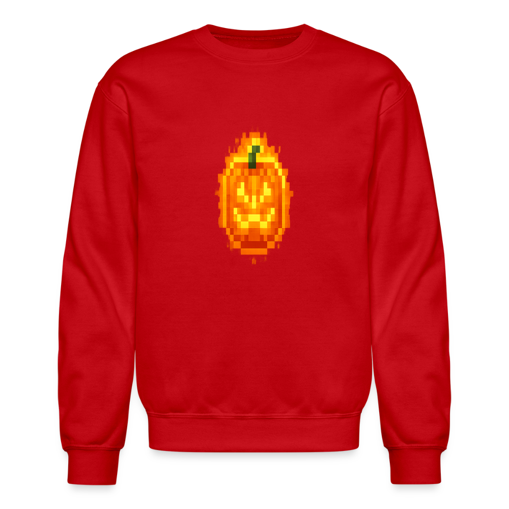 Pixel Pumpkin Power Up Halloween Retro 8 Bit Gamer Crewneck Sweatshirt - red
