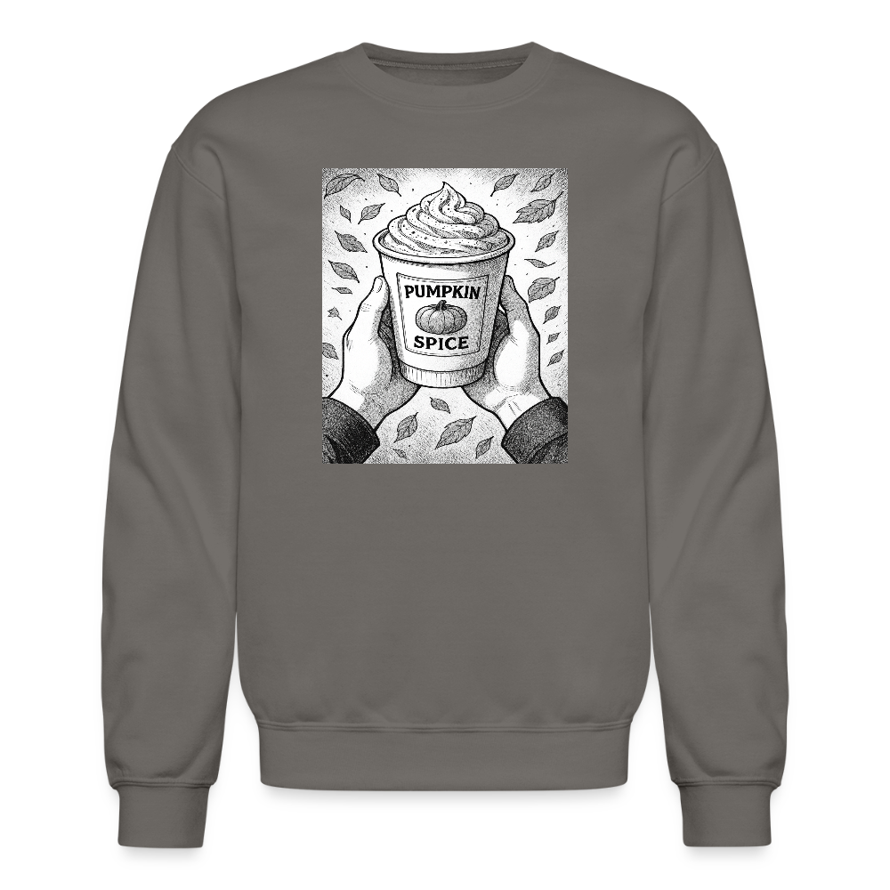 Pumpkin Spice Latte Season Design Crewneck Sweatshirt - asphalt gray