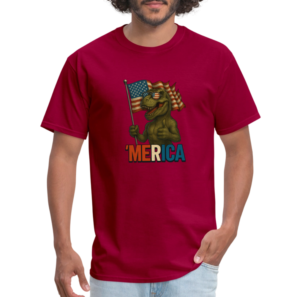 Thumbs Up Merica T Rex 4th of July Funny and Patriotic Unisex Classic T-Shirt - dark red