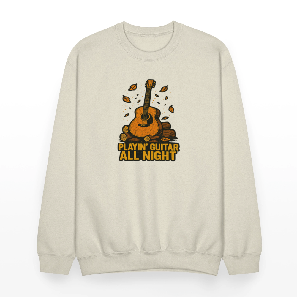 Playin Guitar All Night Acoustic Music Crewneck Sweatshirt - Sand