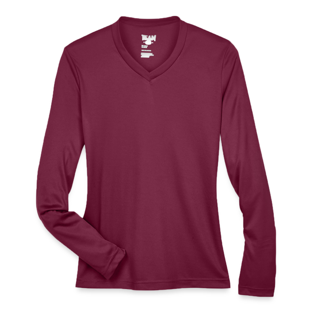 Customizable Ladies' Zone Performance Long-Sleeve T-Shirt ADD YOUR OWN PHOTO, IMAGES, DESIGNS, QUOTES AND MORE - maroon 