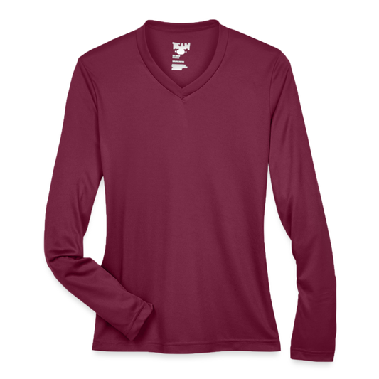 Customizable Ladies' Zone Performance Long-Sleeve T-Shirt ADD YOUR OWN PHOTO, IMAGES, DESIGNS, QUOTES AND MORE - maroon 