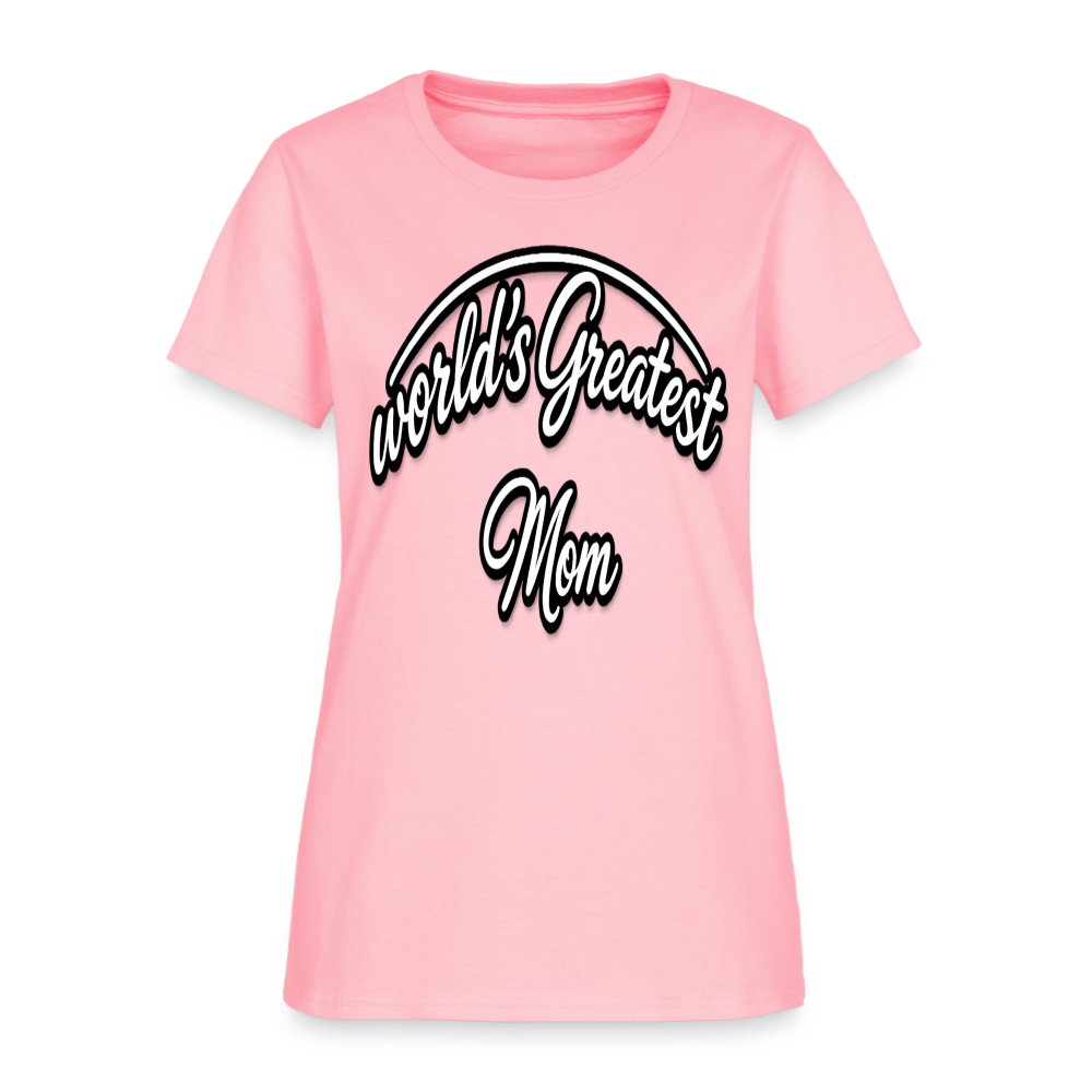 World's Greatest Mom Script Quote Women's T-Shirt - pink