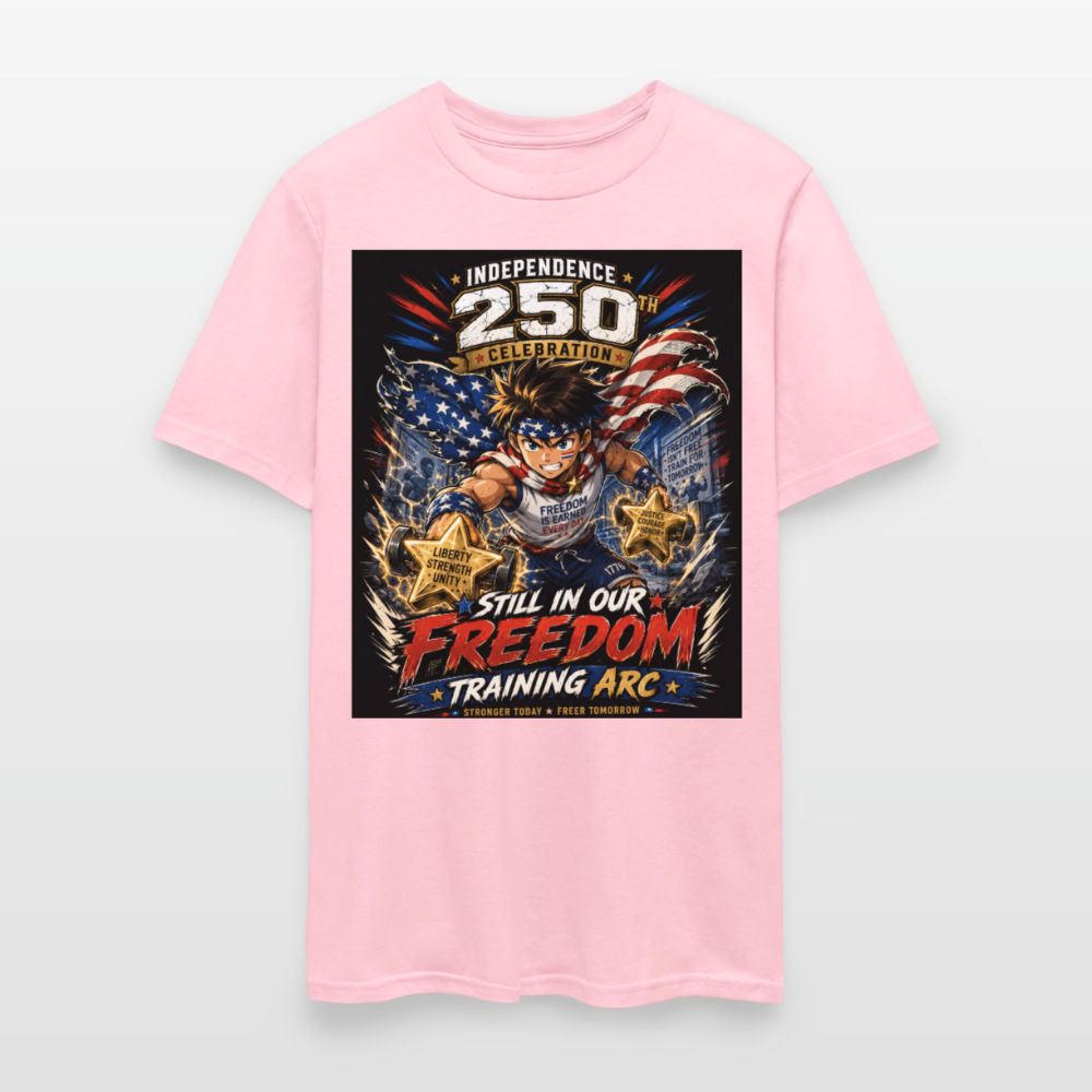 Patriotic T Shirt for July 4th Fans: Anime Hero Graphic - pink