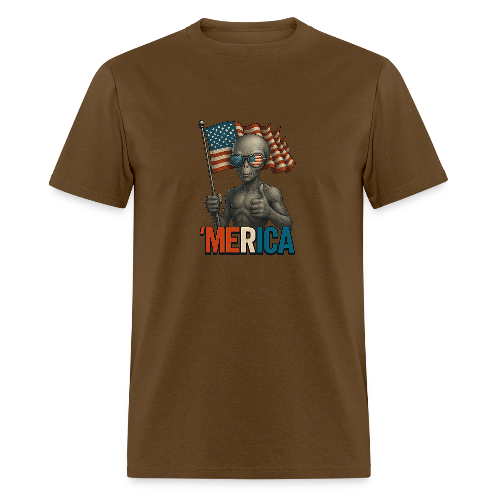 Thumbs Up Merica Alien 4th of July Funny and Patriotic Unisex Classic T-Shirt - brown
