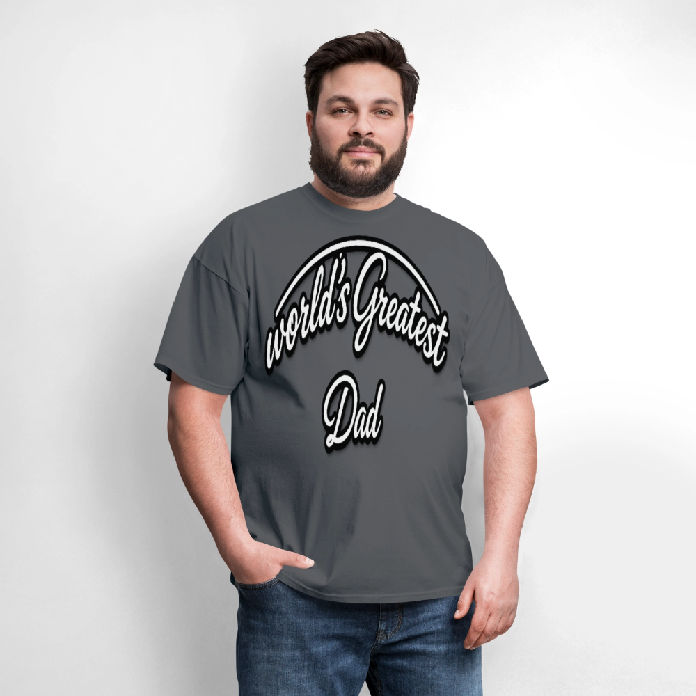 Dad Appreciation T Shirt: Worlds Greatest Dad Script - charcoal