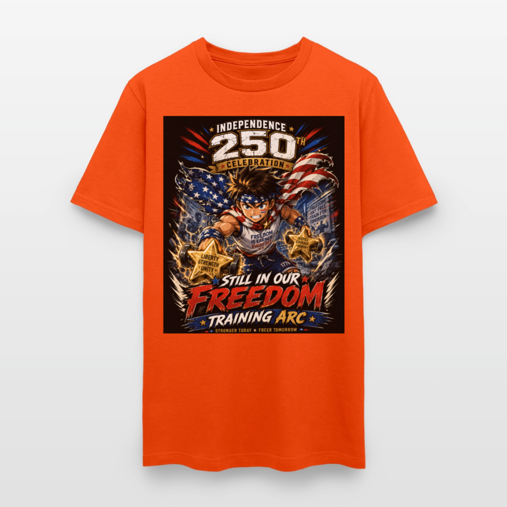 Patriotic T Shirt for July 4th Fans: Anime Hero Graphic - orange