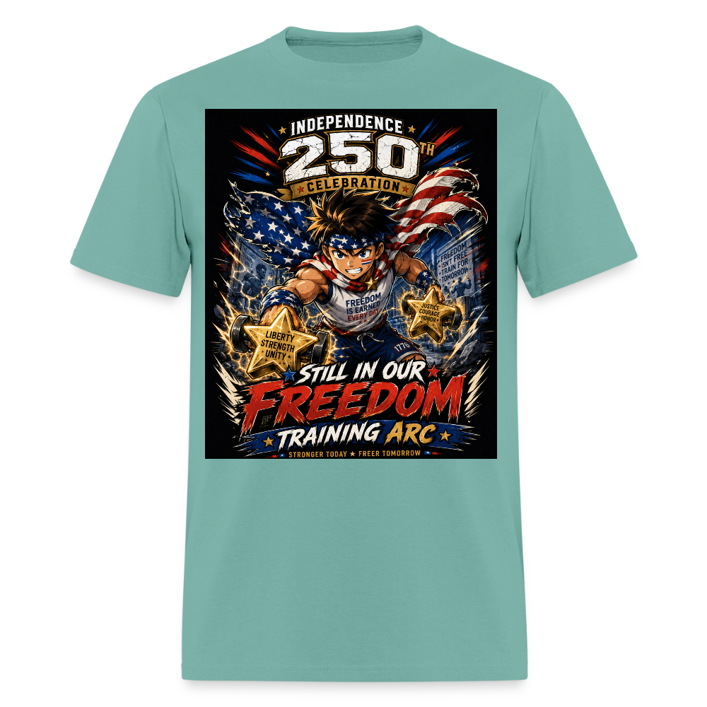 Patriotic T Shirt for July 4th Fans: Anime Hero Graphic - aquatic
