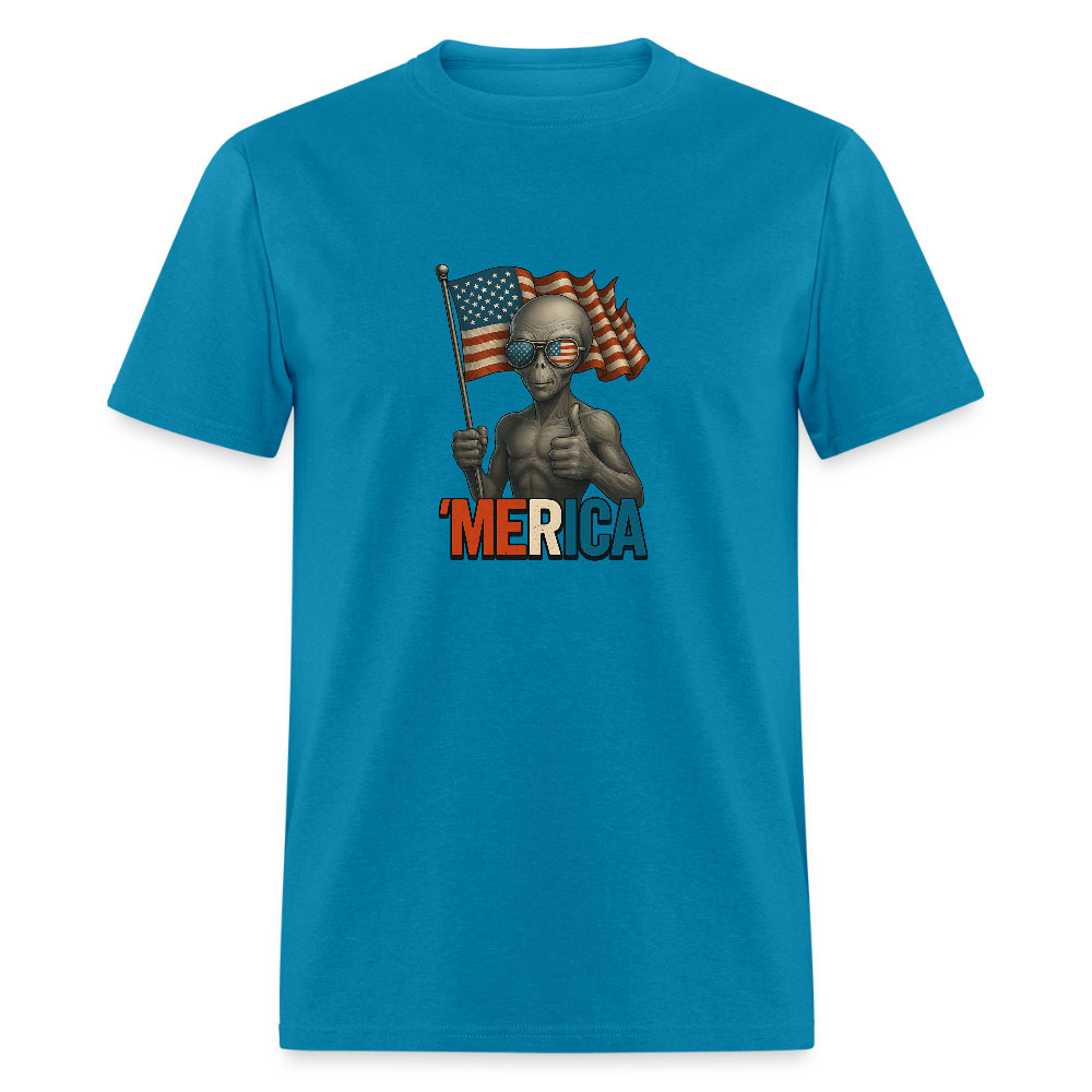 Thumbs Up Merica Alien 4th of July Funny and Patriotic Unisex Classic T-Shirt - turquoise