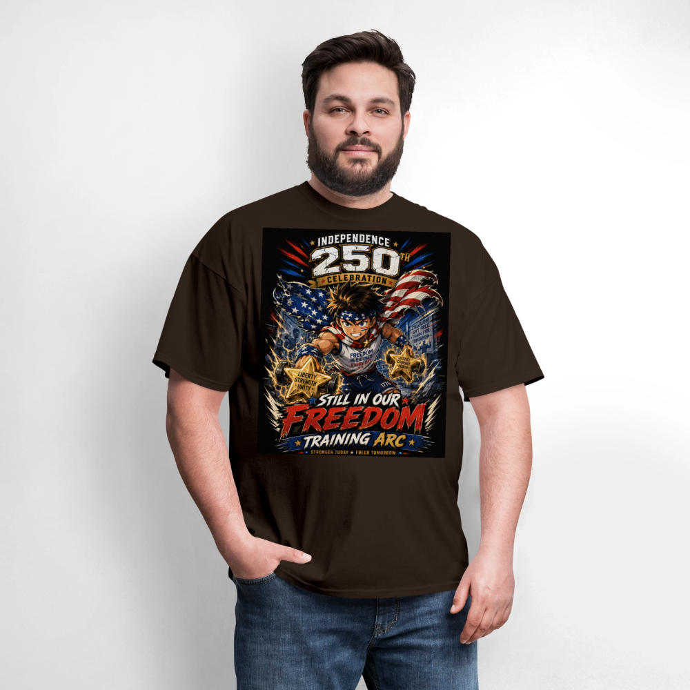 Patriotic T Shirt for July 4th Fans: Anime Hero Graphic - brown
