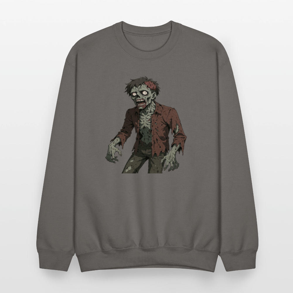 Creepy Zombie Horror Art Crewneck Sweatshirt - asphalt gray