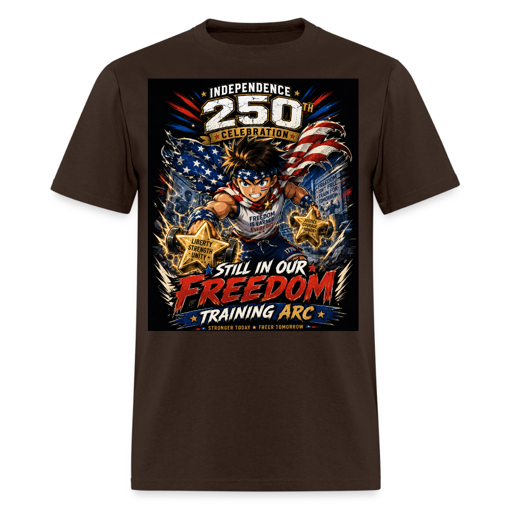 Patriotic T Shirt for July 4th Fans: Anime Hero Graphic - brown