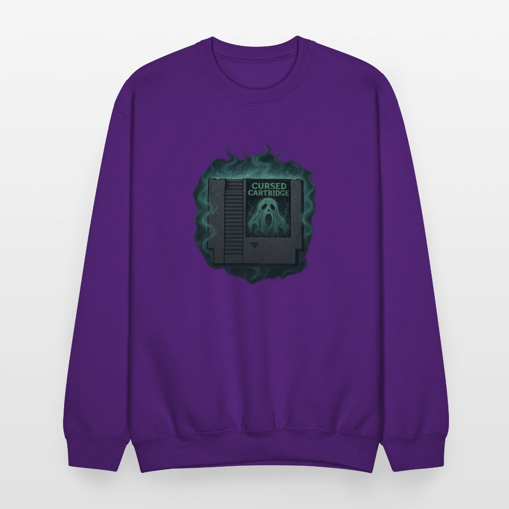 Haunted Retro Gamer Cursed Cartridge Crewneck Sweatshirt - purple