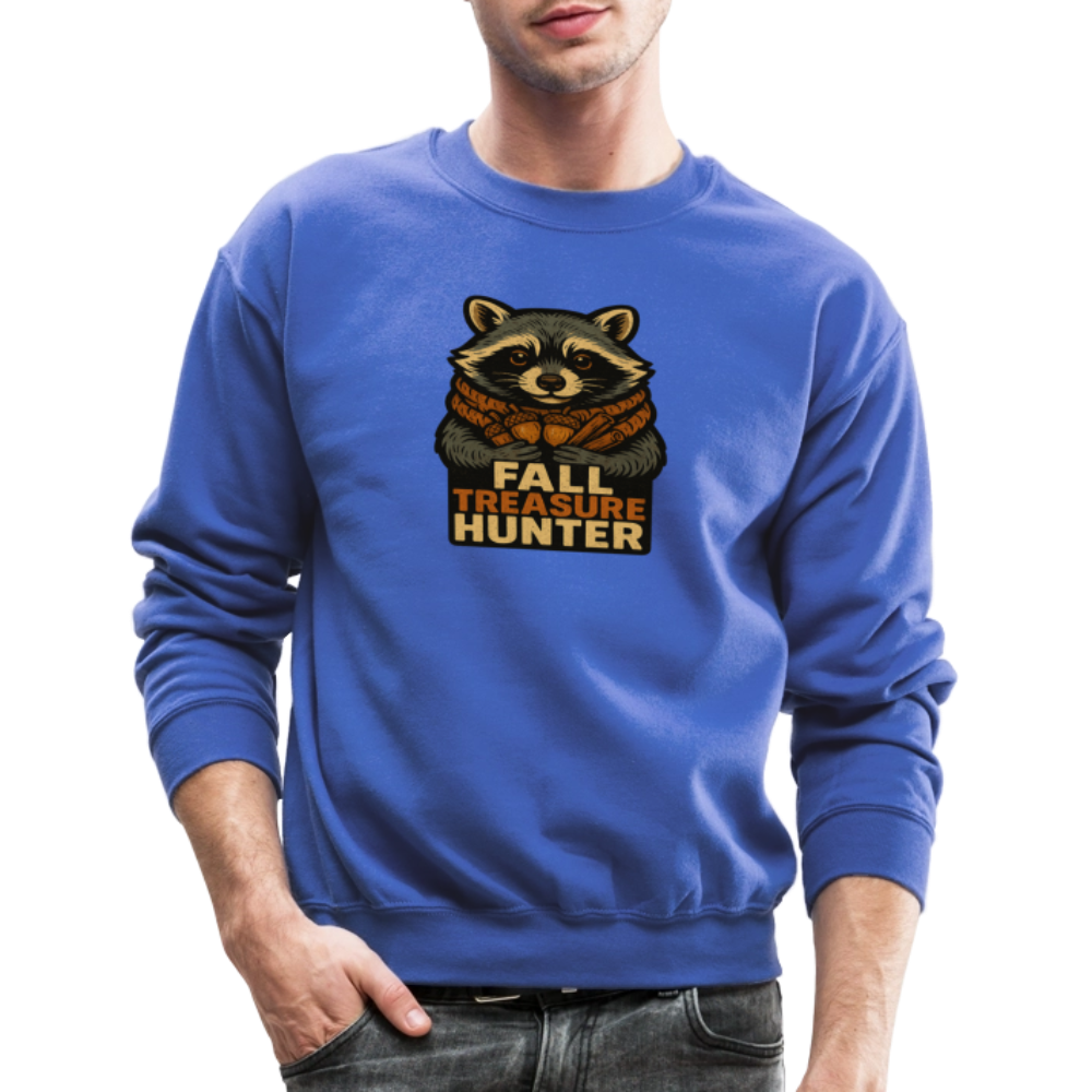 Raccoon Fall Treasure Hunter Crewneck Sweatshirt - royal blue