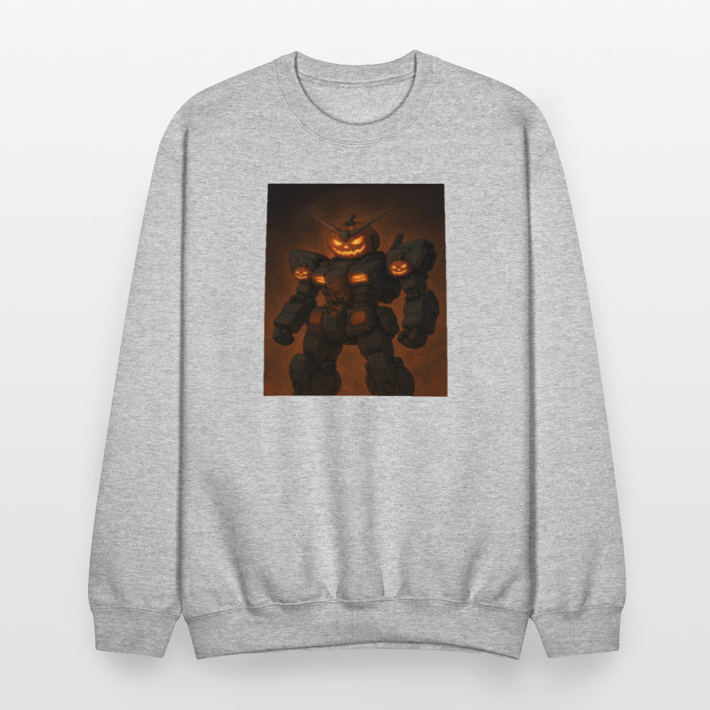 Pumpkin Mech Halloween Robot Crewneck Sweatshirt - heather gray
