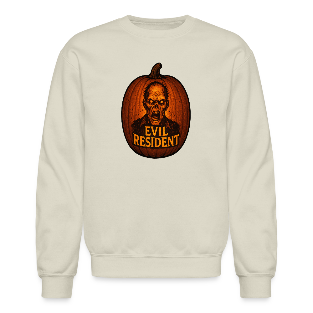 Evil Resident Zombie Pumpkin Halloween Art Crewneck Sweatshirt - Sand