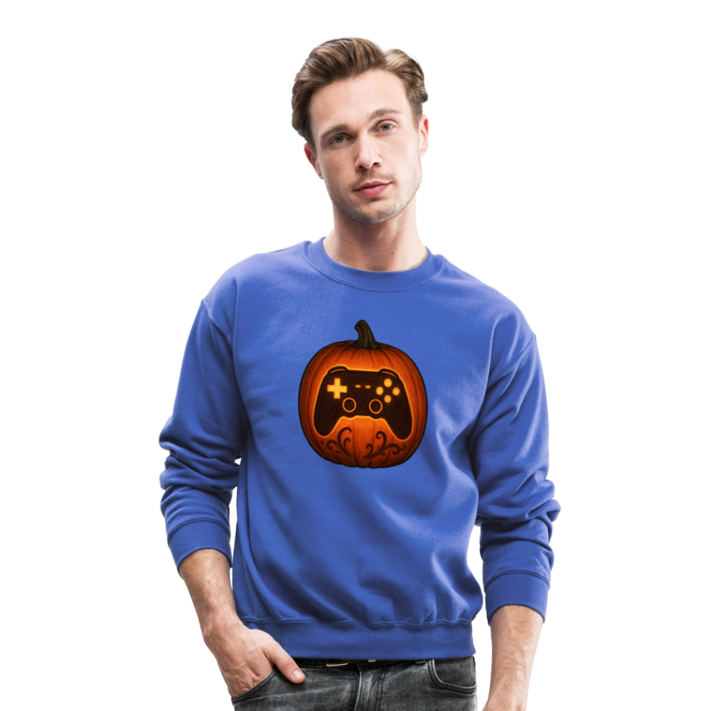 Gaming Controller Jack O Lantern Art Crewneck Sweatshirt - royal blue