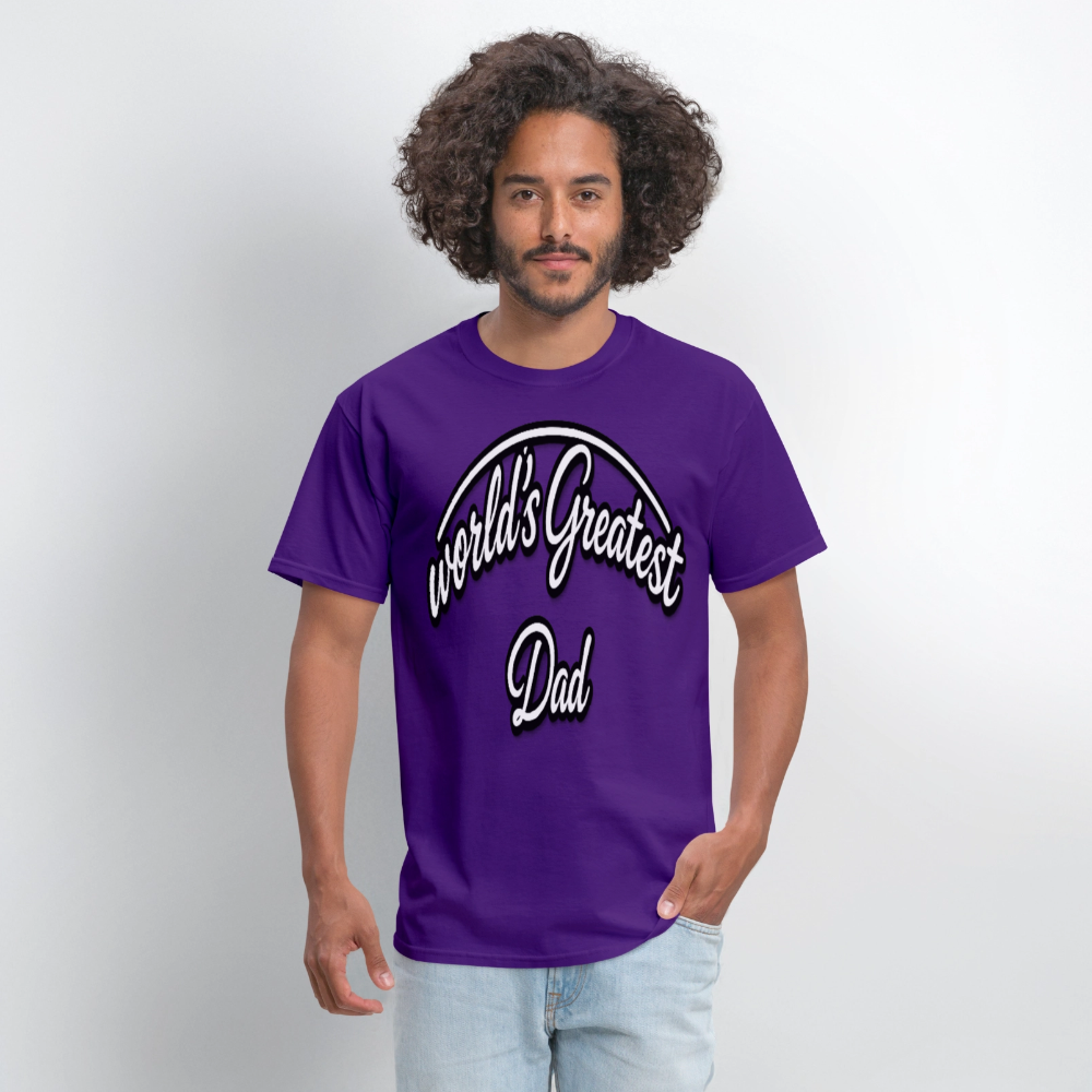 Dad Appreciation T Shirt: Worlds Greatest Dad Script - purple