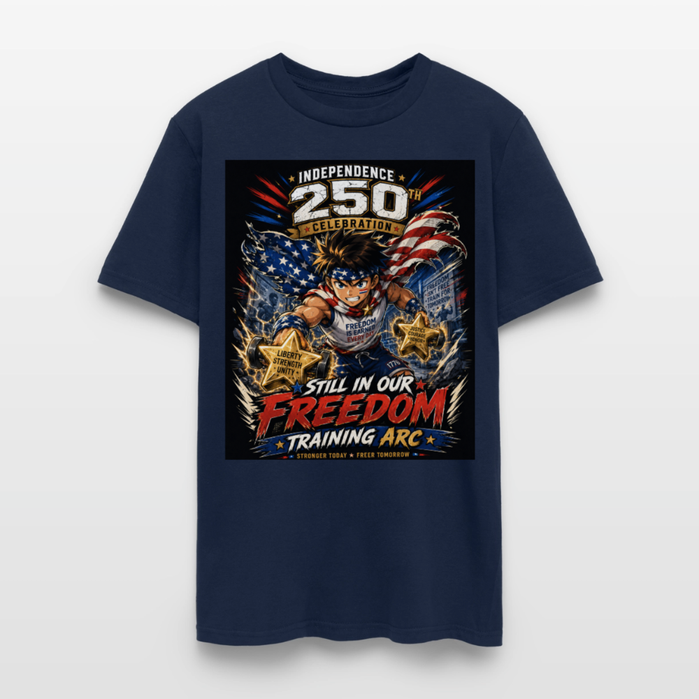 Patriotic T Shirt for July 4th Fans: Anime Hero Graphic - navy