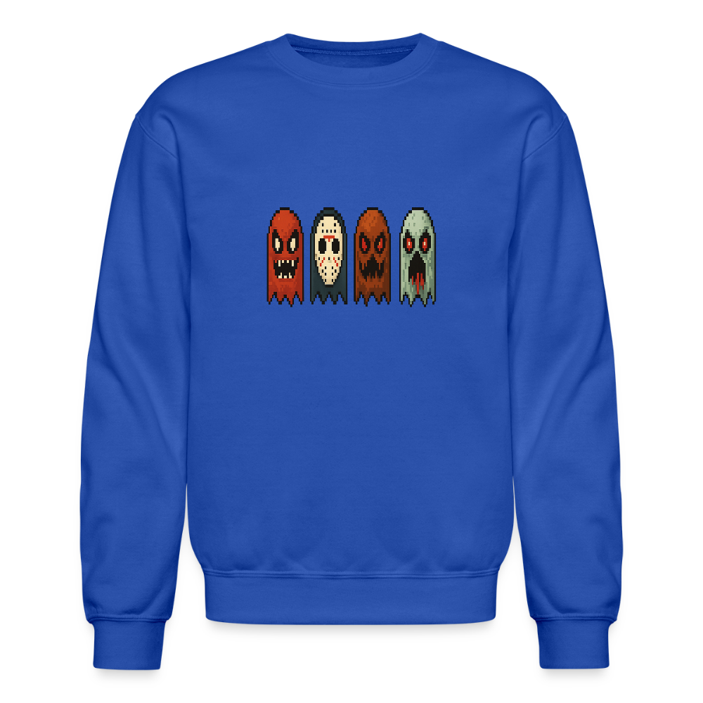 Pixel Horror Ghosts Retro Gaming Art Crewneck Sweatshirt - royal blue