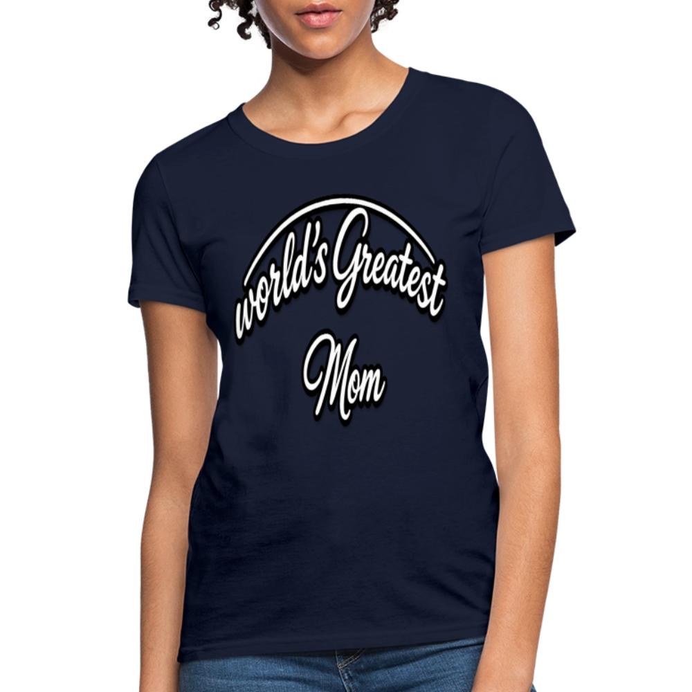 World's Greatest Mom Script Quote Women's T-Shirt - navy
