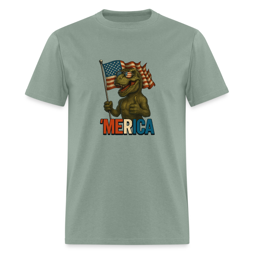 Thumbs Up Merica T Rex 4th of July Funny and Patriotic Unisex Classic T-Shirt - sage