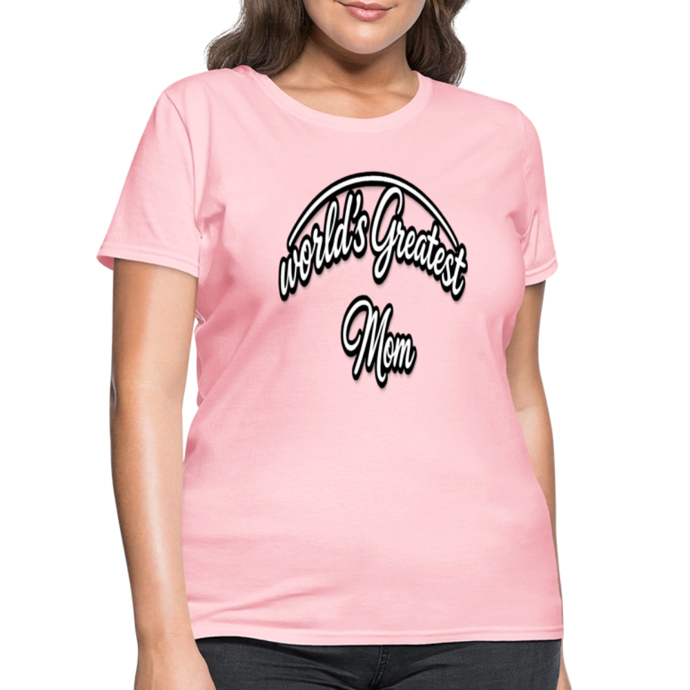World's Greatest Mom Script Quote Women's T-Shirt - pink