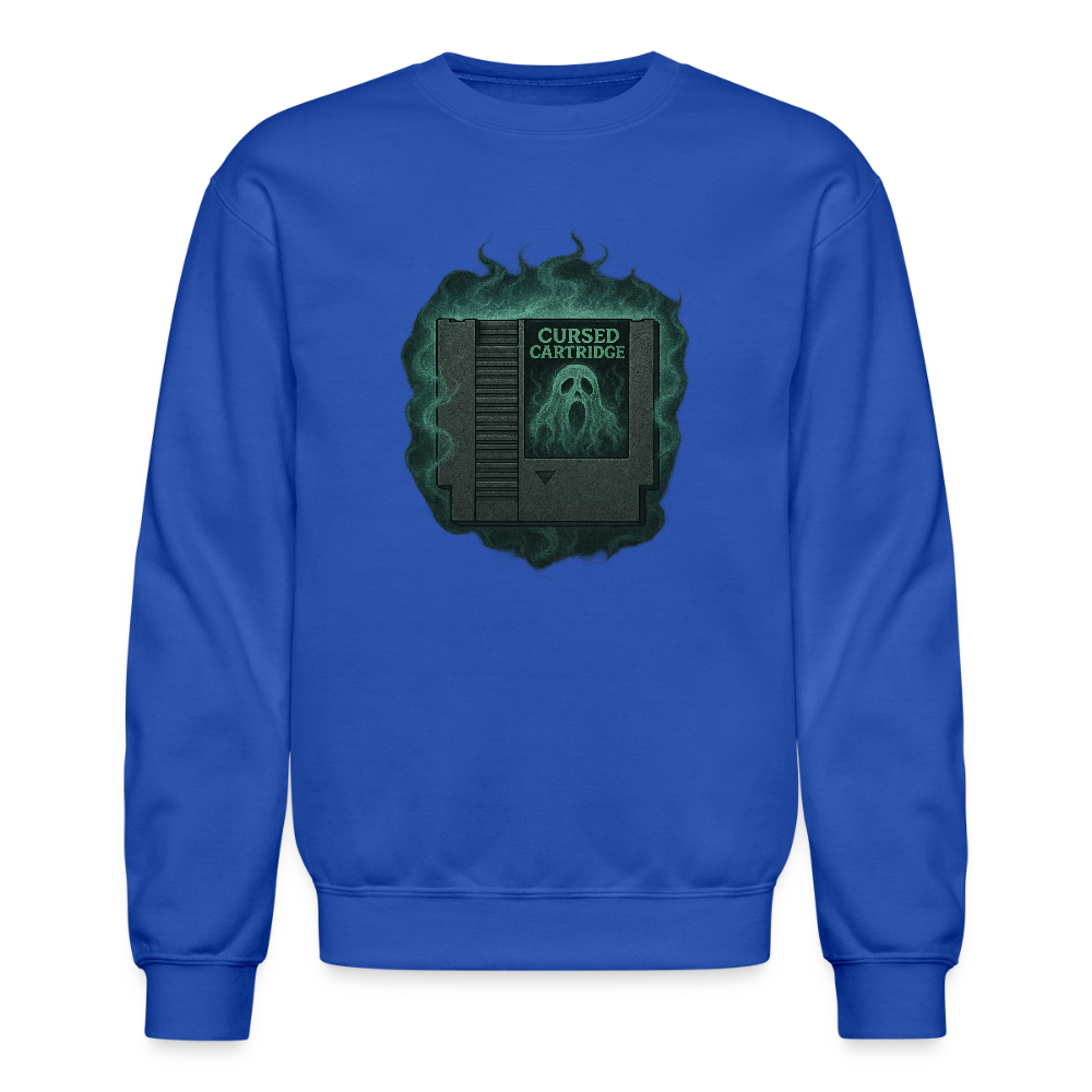 Haunted Retro Gamer Cursed Cartridge Crewneck Sweatshirt - royal blue