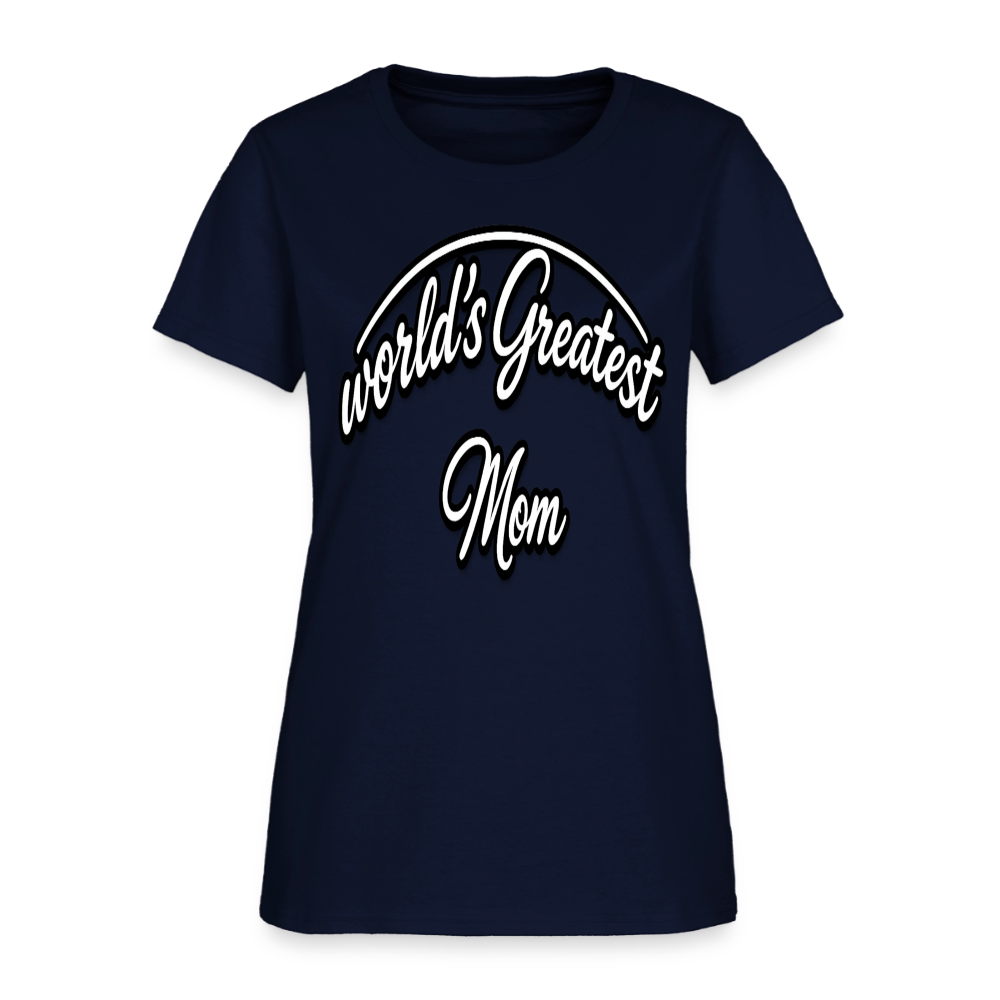 World's Greatest Mom Script Quote Women's T-Shirt - navy