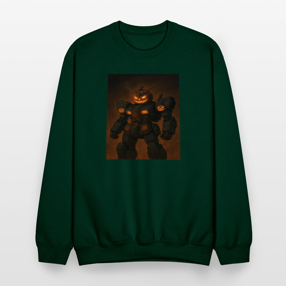 Pumpkin Mech Halloween Robot Crewneck Sweatshirt - forest green