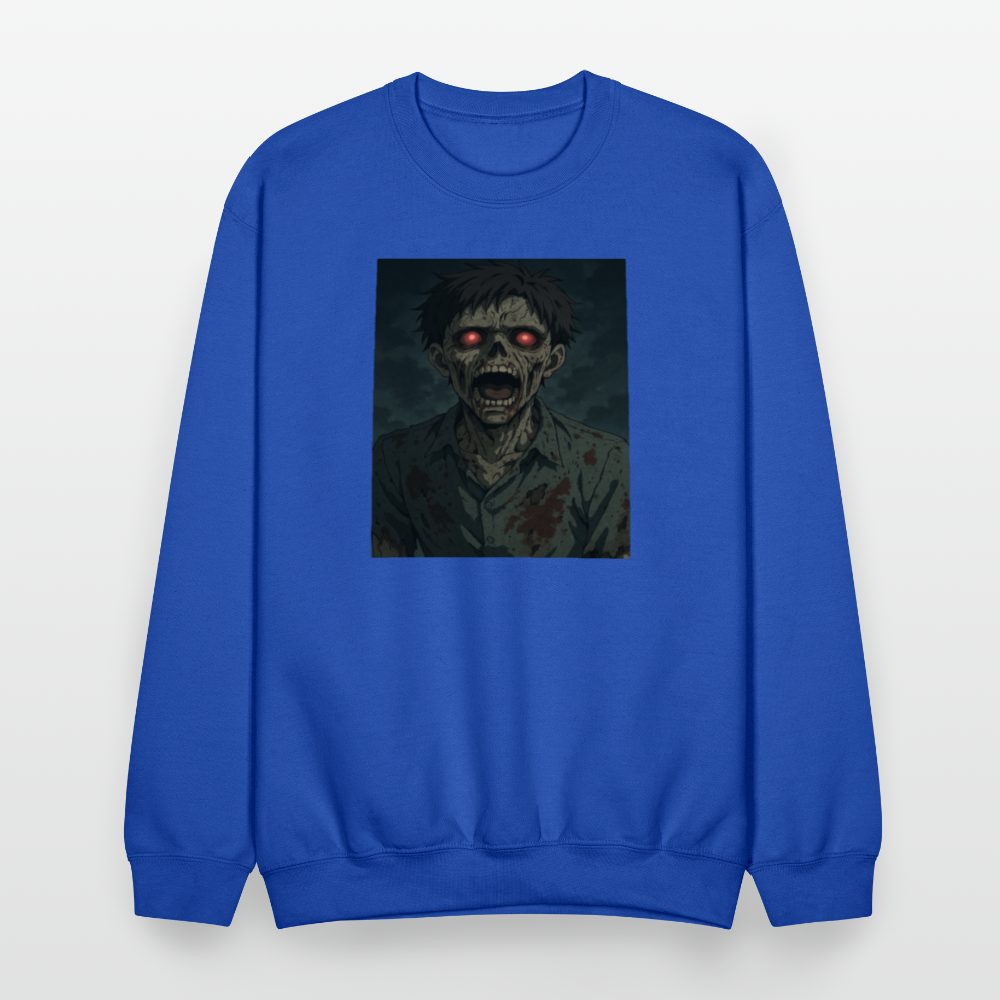 Scary Anime Zombie With Glowing Eyes Horror Art Crewneck Sweatshirt - royal blue