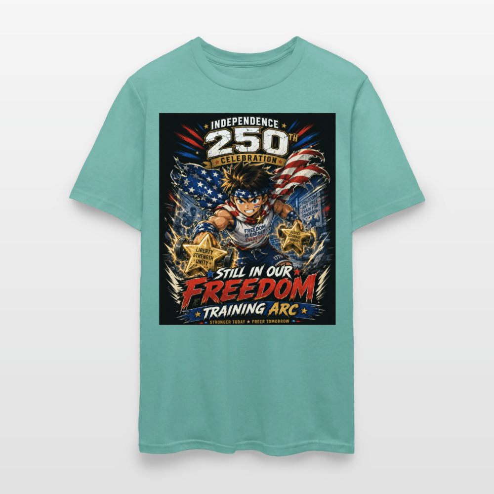 Patriotic T Shirt for July 4th Fans: Anime Hero Graphic - aquatic