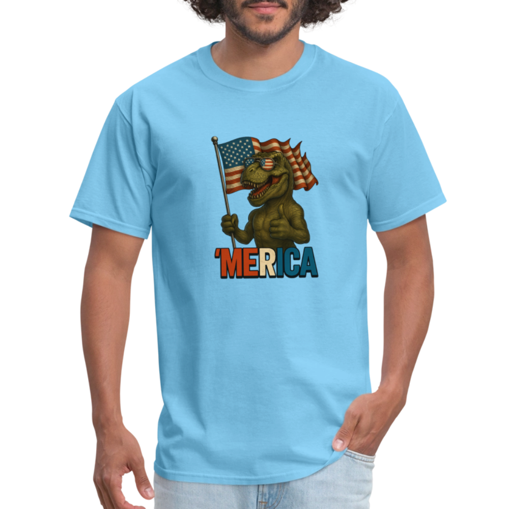Thumbs Up Merica T Rex 4th of July Funny and Patriotic Unisex Classic T-Shirt - aquatic blue