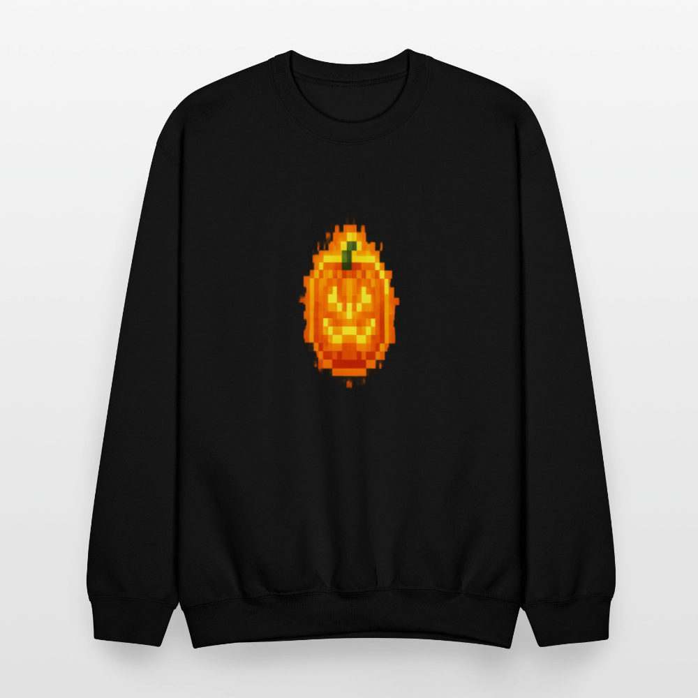 Pixel Pumpkin Power Up Halloween Retro 8 Bit Gamer Crewneck Sweatshirt - black