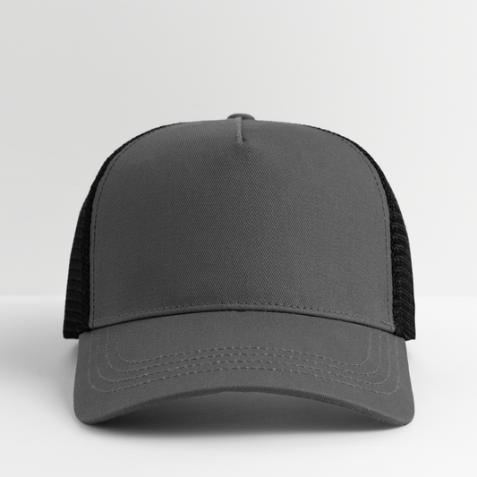 Customizable Trucker Cap ADD YOUR OWN PHOTO, IMAGES, DESIGNS, QUOTES AND MORE - smoke grey/black